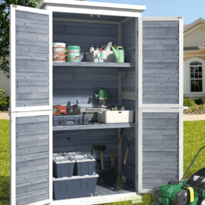 34 "W Outdoor Storage Cabinet with Removable Shelves, Aiho Wooden Outdoor Storage for Garden, Lawn, Patio - Natural