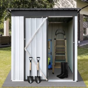 5' x 3' Outdoor Storage Shed, Metal Garden Shed with Single Lockable Door, Tools Storage Shed for Backyard, Patio, Lawn, D6641